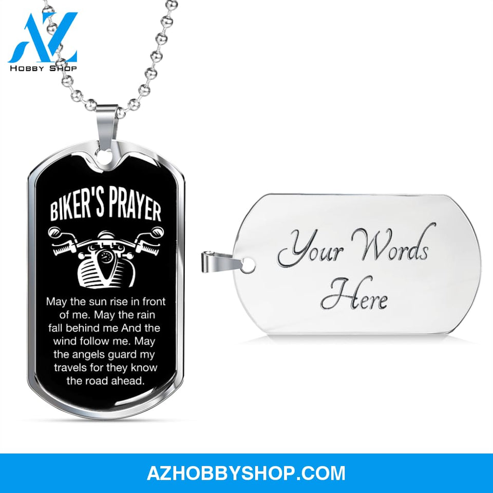 Biker's Prayer - Graphical Dog Tag & Ball chain (steel) man