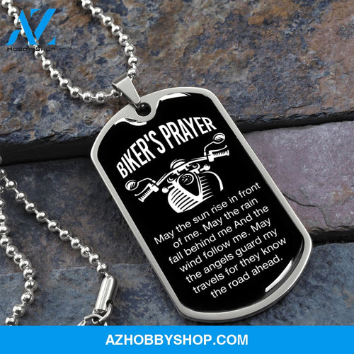 Biker's Prayer - Graphical Dog Tag & Ball chain (steel) man