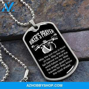 Biker's Prayer - Graphical Dog Tag & Ball chain (steel) man