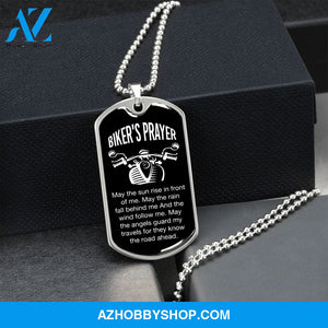 Biker's Prayer - Graphical Dog Tag & Ball chain (steel) man