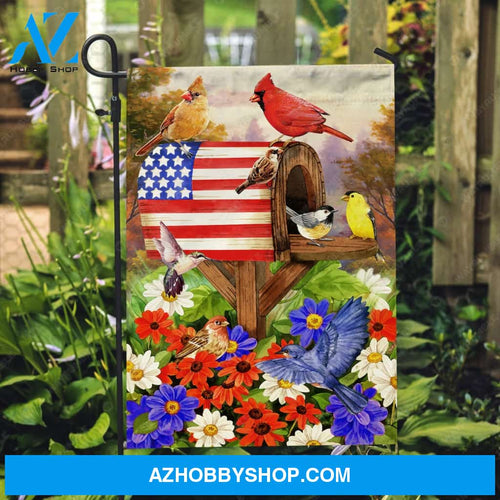 Bird painting, Colorful cardinal, Vintage birdhouse, Flower garden - Heaven Flag