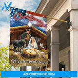 Birth of Jesus, Lamb of God, Farm animal, American flag, Christmas, It's all about Jesus - Jesus Flag