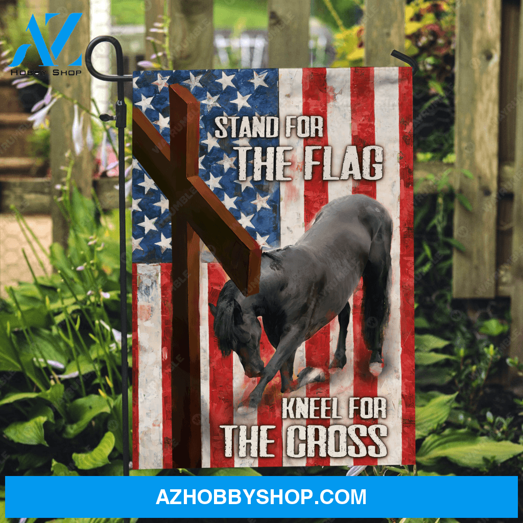 Black horse drawing, Beautiful US flag, Red cross - Jesus Flag
