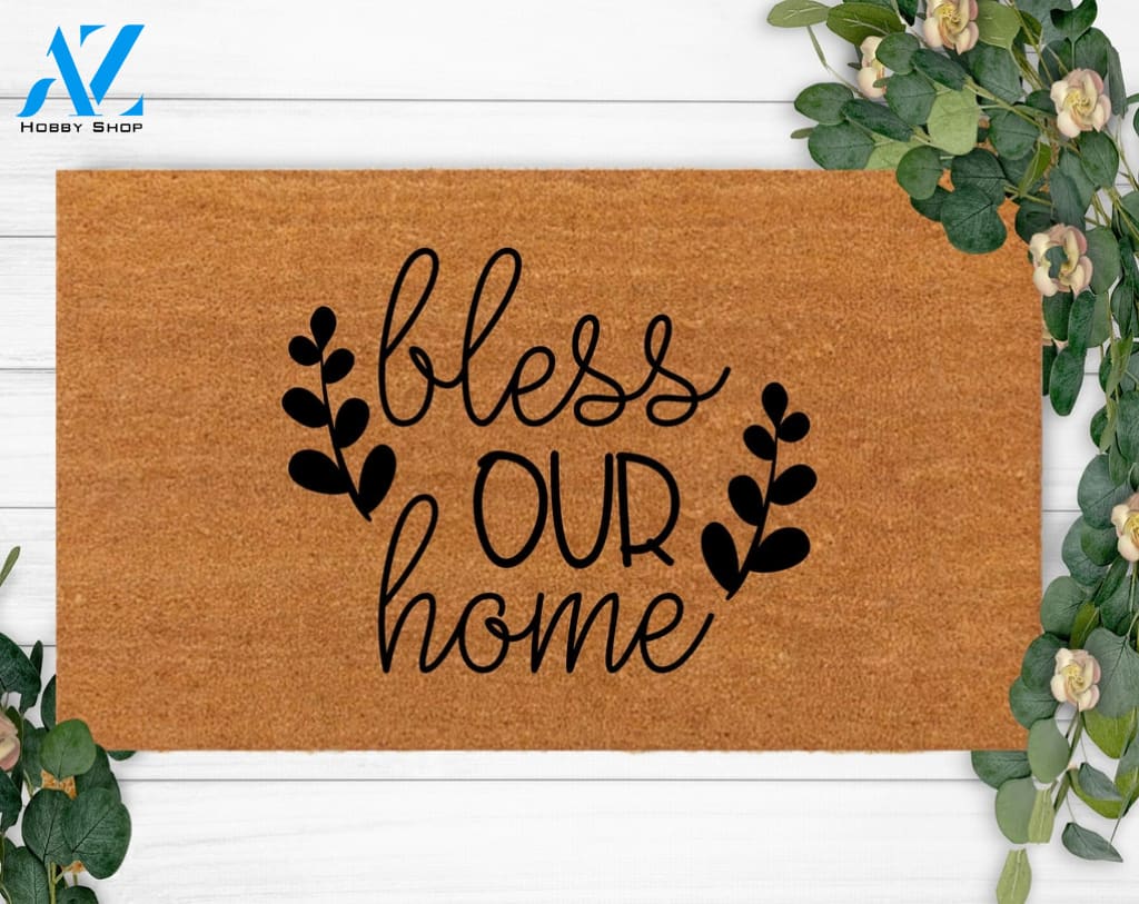 Bless Our Home-Welcome Doormat- Christmas Gift-Wedding Gift-Cute Home Decoration-Girlfriends Anniversary