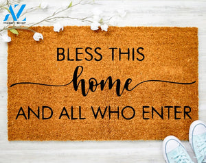 Bless This Home And All Who Enter Doormat Custom Doormat Jesus Doormat Porch Decor Housewarming Gift