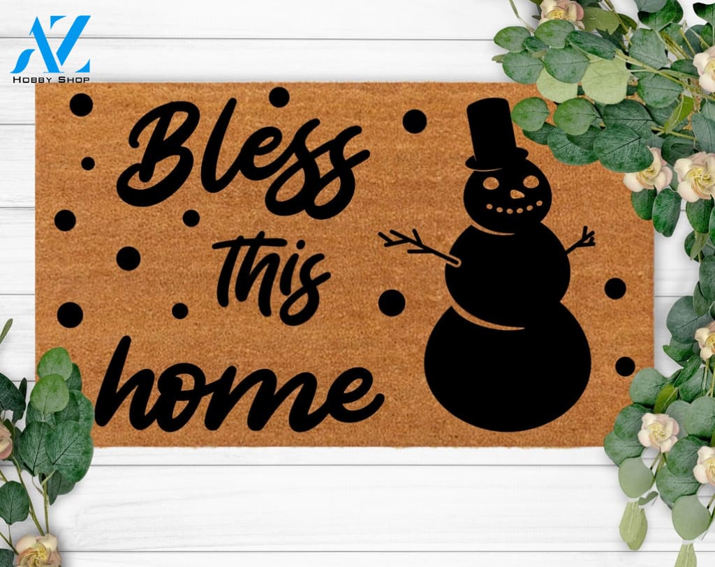 Bless This Home Custom Doormat Christmas Decoration Family Name Gift Business Logo Rug Closing Housewarming