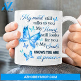 Blue butterfly, My heart still looks for you - Heaven White Mug