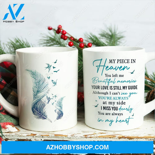 Blue feathers, Flying swallows, You are always in my heart - Heaven White Mug
