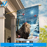 Blue forest, Beautiful lion, Lovely cardinal, Christmas is coming - Jesus Flag