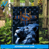 Blue lion painting, Dark night, Jesus is my savior - Jesus Flag