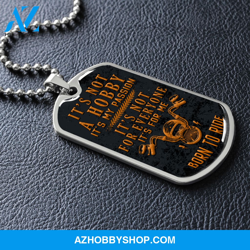 Born to Ride - Graphical Dog Tag & Ball chain (steel) Man