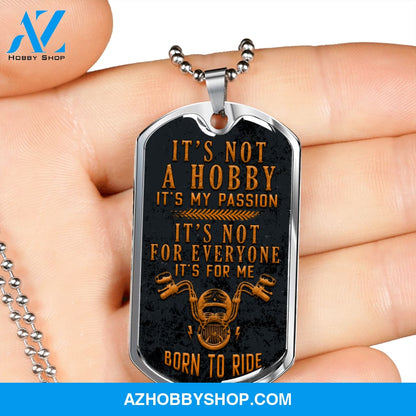 Born to Ride - Graphical Dog Tag & Ball chain (steel) Man
