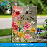 Brilliant flower garden, White butterfly, Just breathe - Jesus Flag