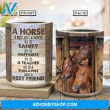 Brown horses, Wooden house, A horse is not just a horse, He is a best friend - Jesus AOP Mug