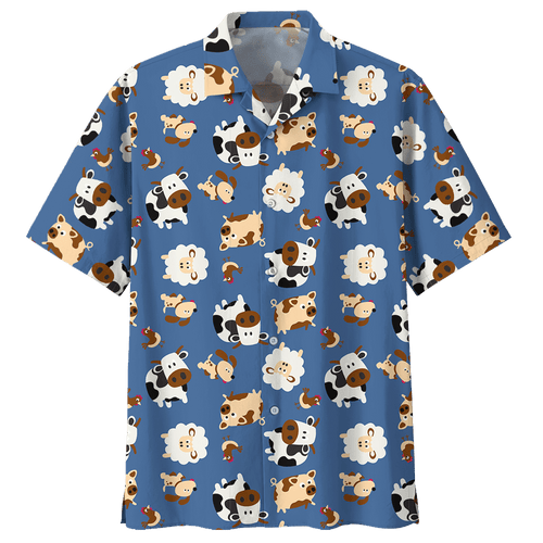 Cow  Blue High Quality Unisex Hawaiian Shirt For Men And Women Dhc17063764