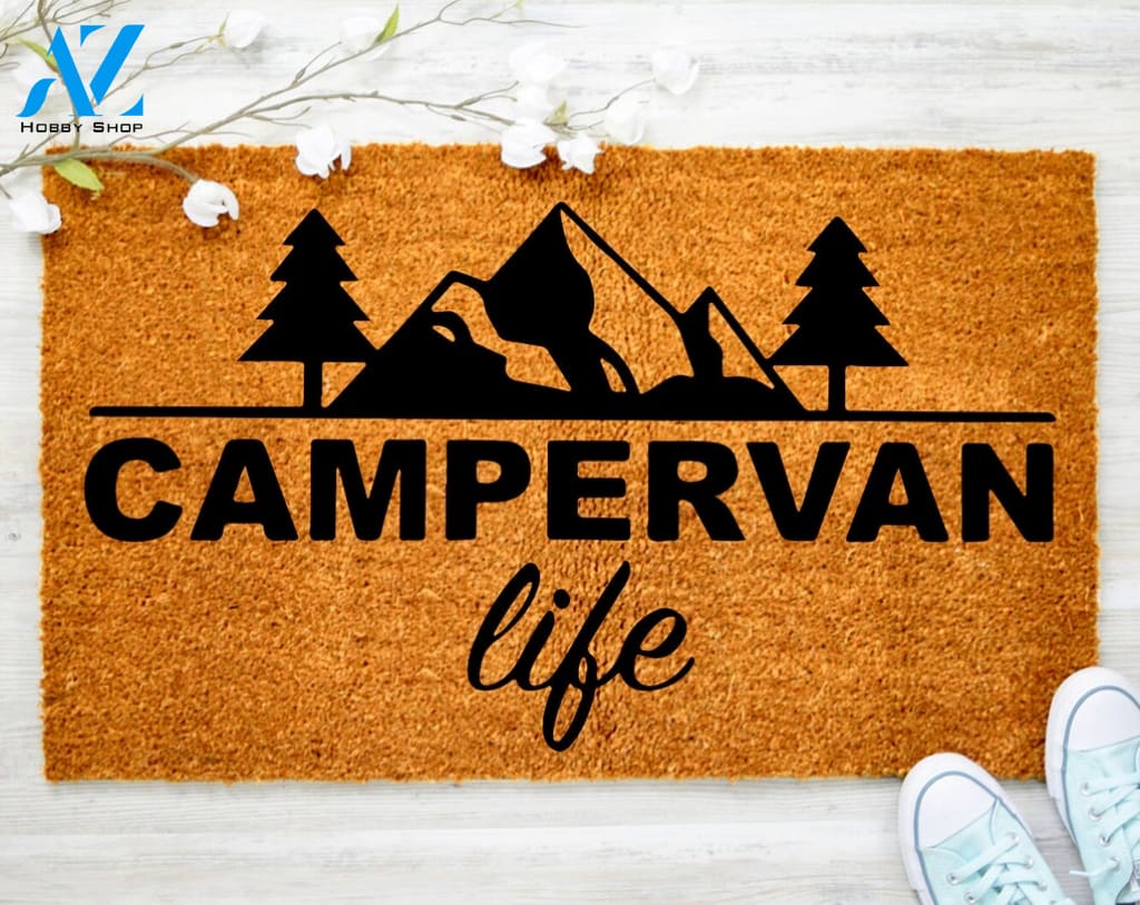 Camper Van Doormat Camping RV Sign Decorating Doormat Jesus Doormat Porch Decor Housewarming Gift