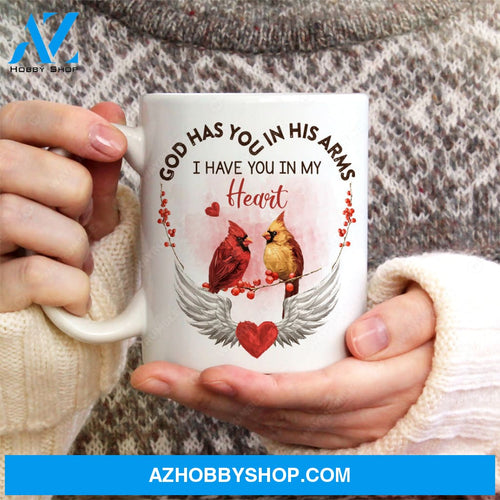 Cardinal couple, Angel wings, Unconditional love, God has you in his arms - Heaven White Mug