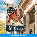 Cardinal couple, Heart shape, Blue star, US flag, Welcome - Heaven Flag