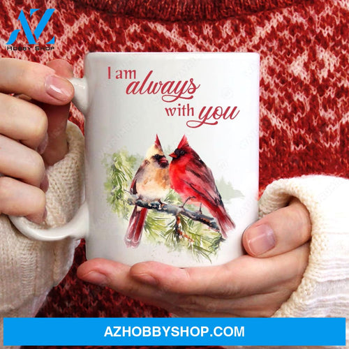 Cardinal painting, Cardinal couple, Vintage painting, I am always with you - Heaven White Mug