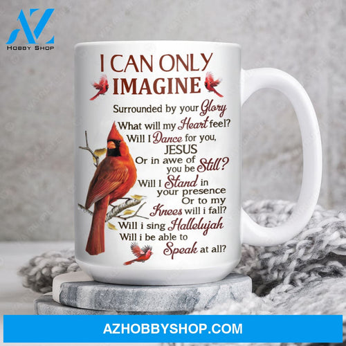 Cardinal painting, On the tree, I can only imagine - Heaven White Mug