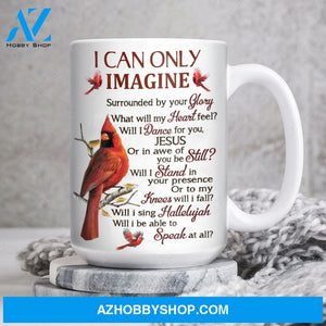 Cardinal painting, On the tree, I can only imagine - Heaven White Mug