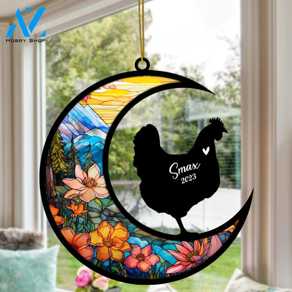 Chicken Memorial Suncatcher Pet Loss Bereavement Gift Personalized With Name Gifts For Lovers