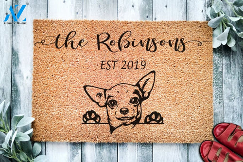 Chihuahua Puppy Dog v3 Personalized Doormat Custom Doormat Welcome Mat Housewarming Gift Last Name Door Mat