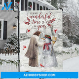 Christmas flag, Lovely snowman, Awesome Jesus, Red cardinal, It's the most wonderful time of the year - Jesus Flag