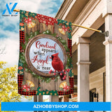 Christmas flag, Stunning cardinal, Christmas wreath painting, Cardinal appears when angel is near - Heaven Flag