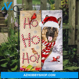 Christmas hat, Lovely German Shepherd, Colorful cardinal, Ho ho ho - Jesus Flag
