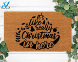 Christmas In Here Family Name Door mat Welcome Rug Last Name Custom Wedding Gift Closing Present