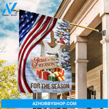 Christmas is coming, Winter forest, Wooden cross, Jesus is the reason for the season - Jesus Flag