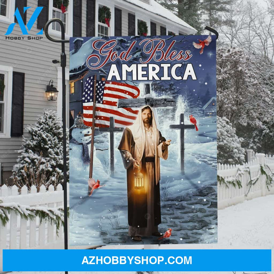 Christmas night, Stunning cross, Beautiful Jesus painting, God bless America - Jesus Flag