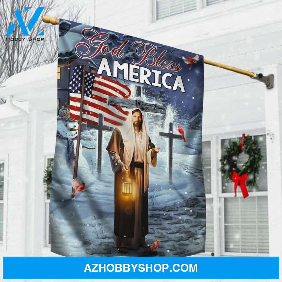 Christmas night, Stunning cross, Beautiful Jesus painting, God bless America - Jesus Flag
