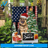 Christmas painting, Lovely German Shepherd, Little Christmas tree, Let it snow - Jesus Flag