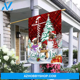 Christmas tree, German shepherd dog, Winter painting, Faith Love Hope - Jesus Flag