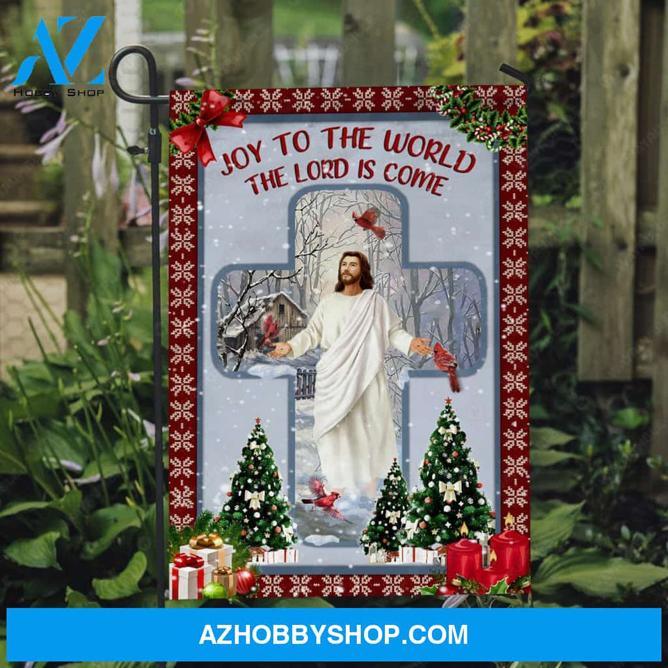 Christmas tree, Jesus drawing, Lucky cardinal, Joy to the world - Jesus Flag