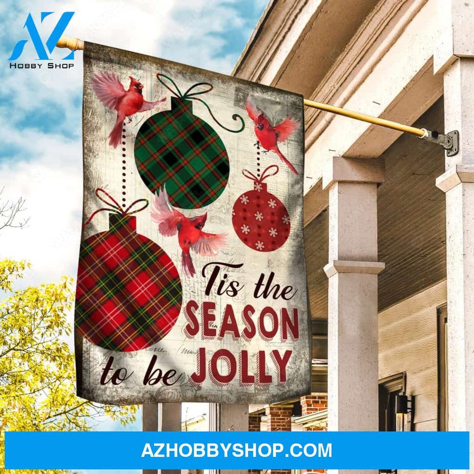 Christmas tree ornaments, Christmas decoration, Red cardinal, Tis the season to be jolly - Jesus Flag