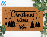 Christmas Vibes Cute Front Doormat New Home Owner Last Name Rug Present For Her & Him Porch Decor