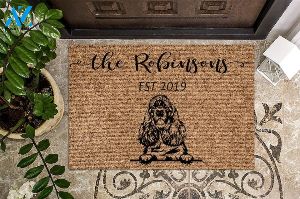 Cocker Spaniel v2 Personalized Doormat Dog Custom Doormat Welcome Mat Housewarming Gift Last Name Doormat Puppy