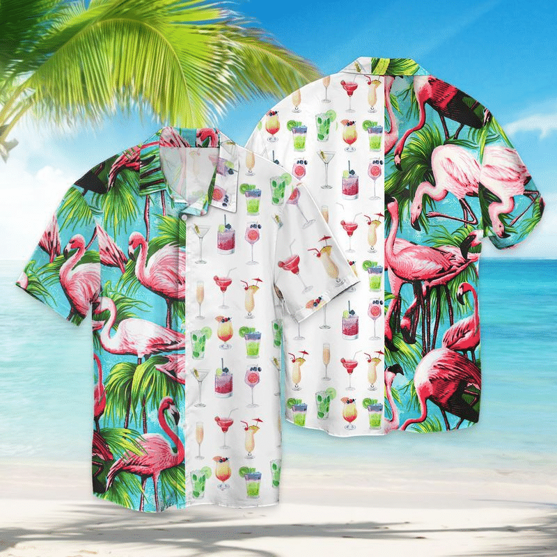 Cocktail Flamingo For Men And Women Graphic Print Short Sleeve 