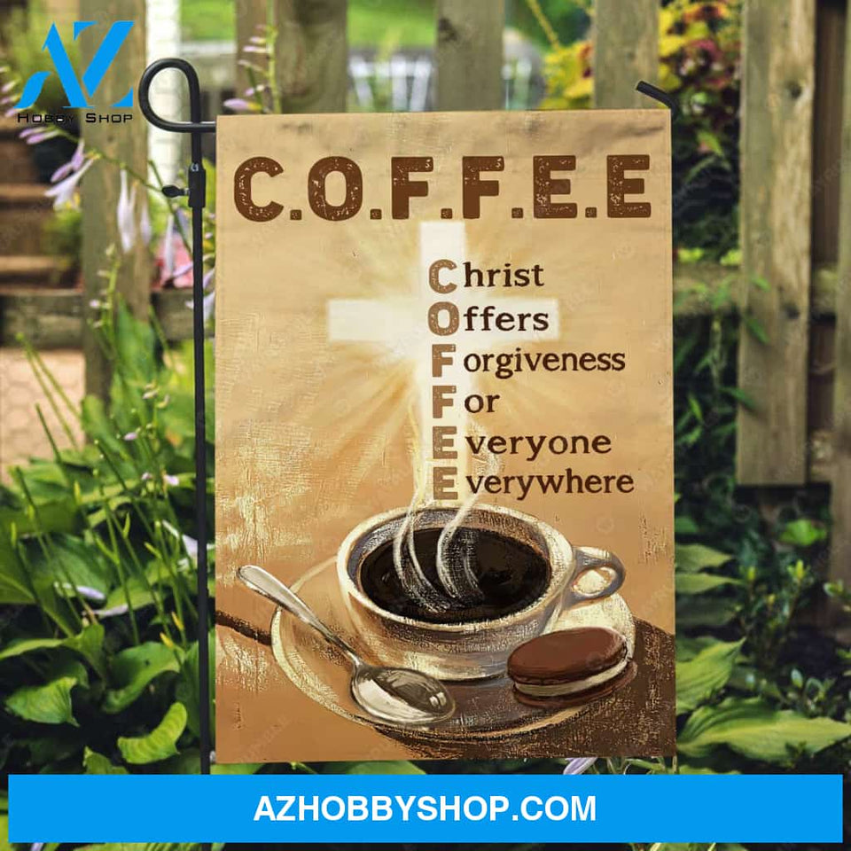 Coffee cup, Cross symbol, Christ offers forgiveness for everyone everywhere - Jesus Flag