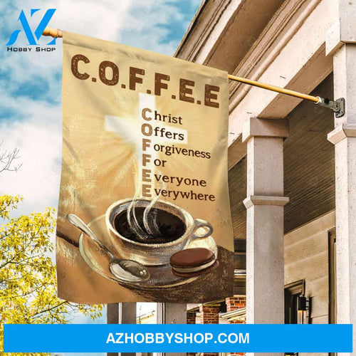 Coffee cup, Cross symbol, Christ offers forgiveness for everyone everywhere - Jesus Flag