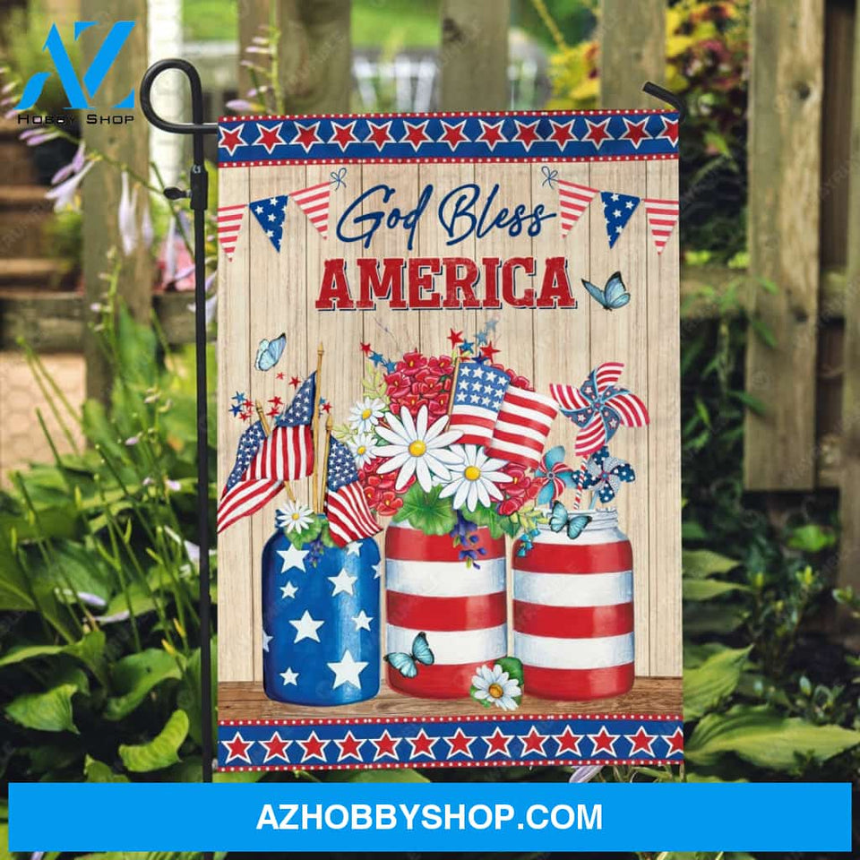 Colorful bottle, US flag, Beautiful flower, God bless America - Jesus Flag