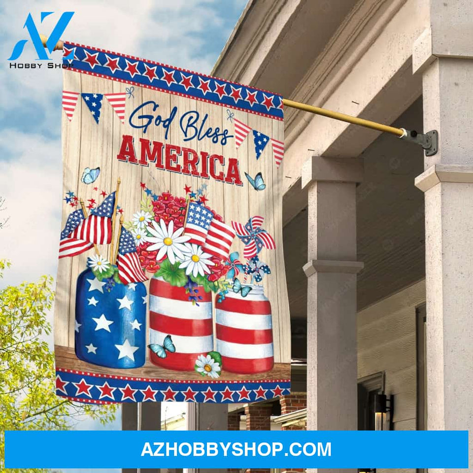 Colorful bottle, US flag, Beautiful flower, God bless America - Jesus Flag