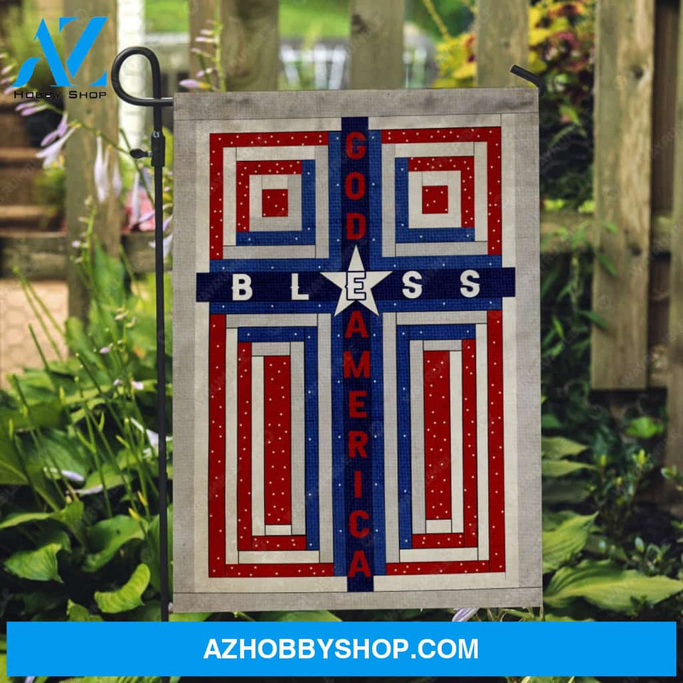 Colorful flag, White star, God bless America - Jesus Flag
