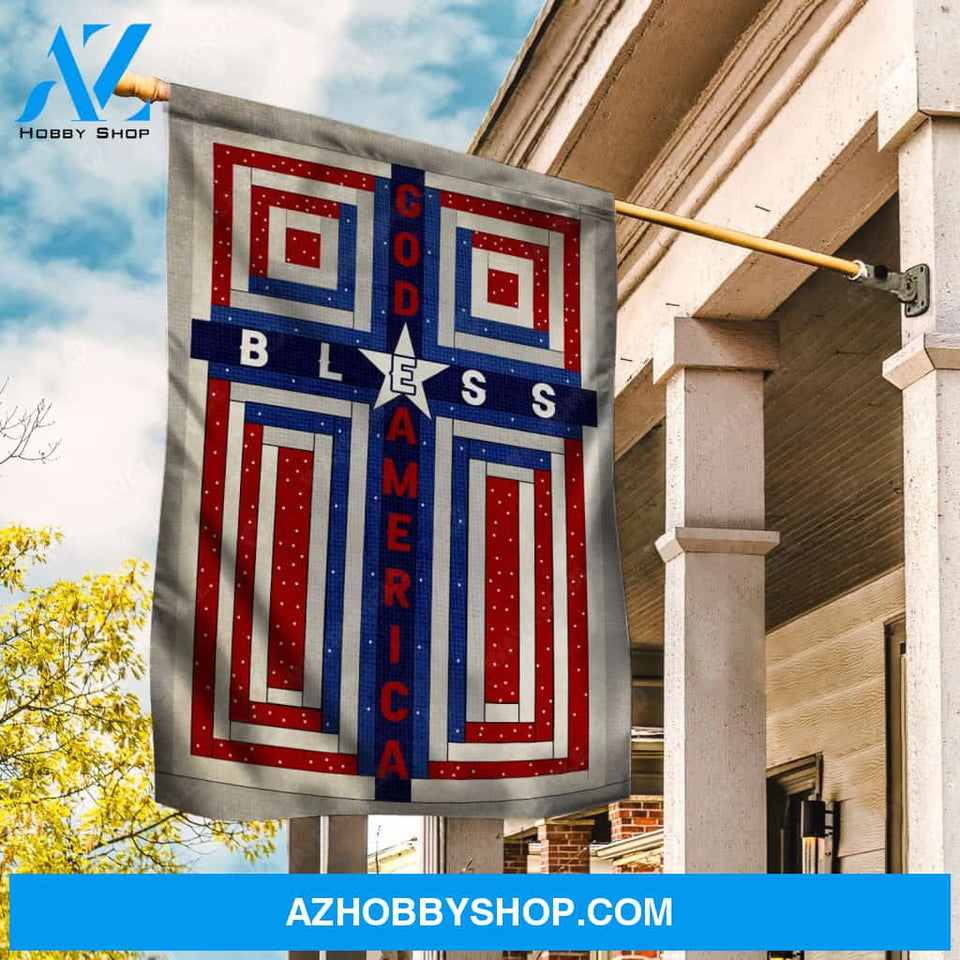 Colorful flag, White star, God bless America - Jesus Flag