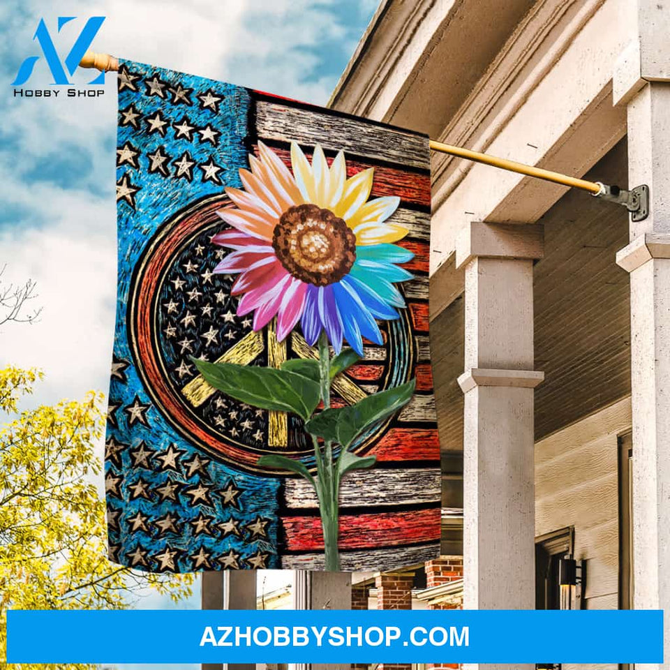 Colorful flower, Watercolor US flag, White star - Jesus Flag