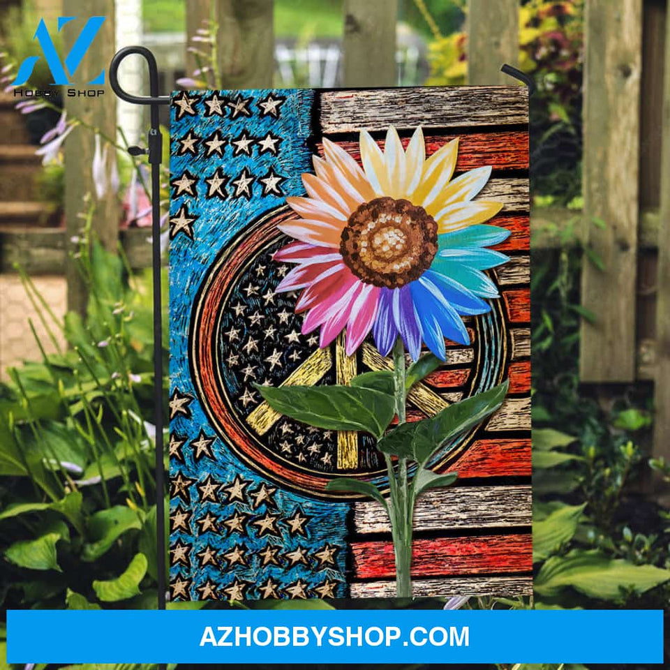 Colorful flower, Watercolor US flag, White star - Jesus Flag