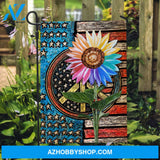 Colorful flower, Watercolor US flag, White star - Jesus Flag